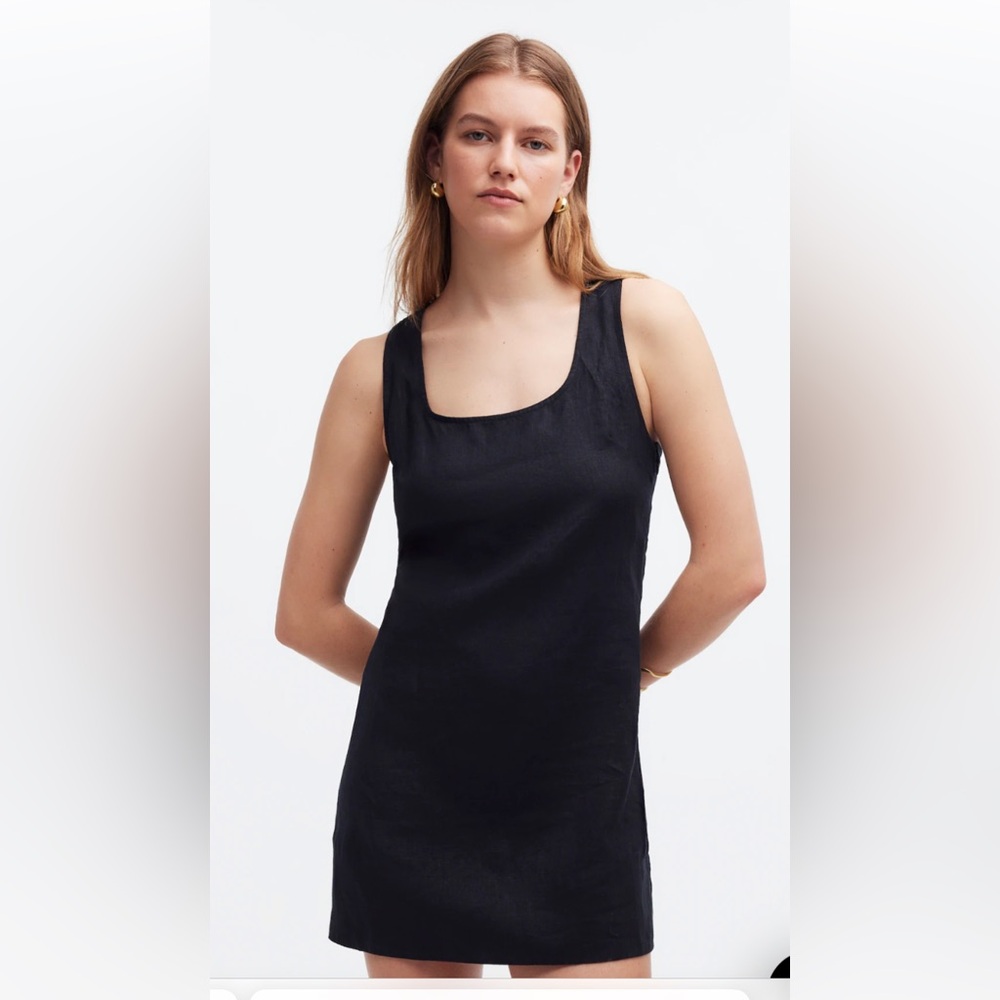 Madewell Cross-Back A-Line Mini Dress in Linen